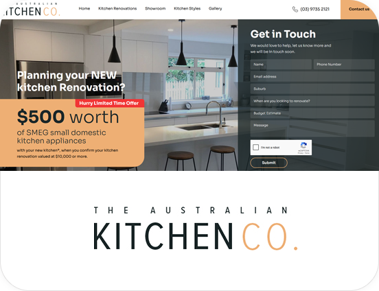 Aus Kitchen Co — website built and grown by Digital Movement